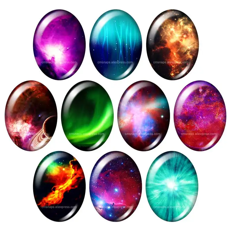 

Beauty Outer Space Planet lightning 13x18mm/18x25mm/30x40mm mixed Oval photo glass cabochon demo flat back Jewelry findings