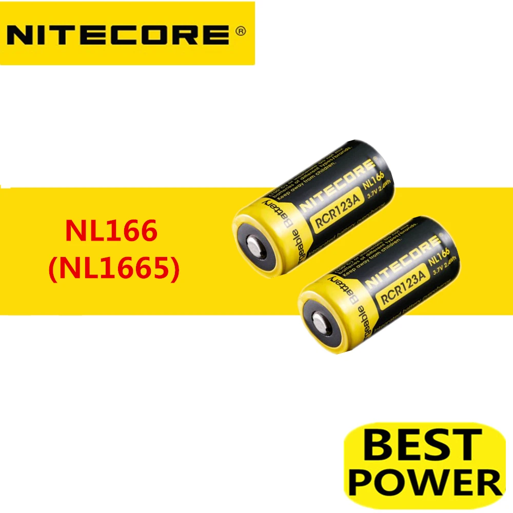 2 шт. Nitecore NL166/NL1665 RCR123 3 7 V 650mAh 2.4WH перезаряжаемый литий ионный аккумулятор с