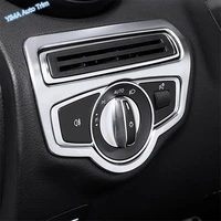lapetus auto styling head lights switch button cover trim for mercedes benz glc x253 glc300 2016 2019 matte carbon fiber abs