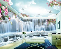 beibehang fashion advanced aesthetic decorative 3d wallpaper huge waterfall crane hd full house backdrop wall papers home decor