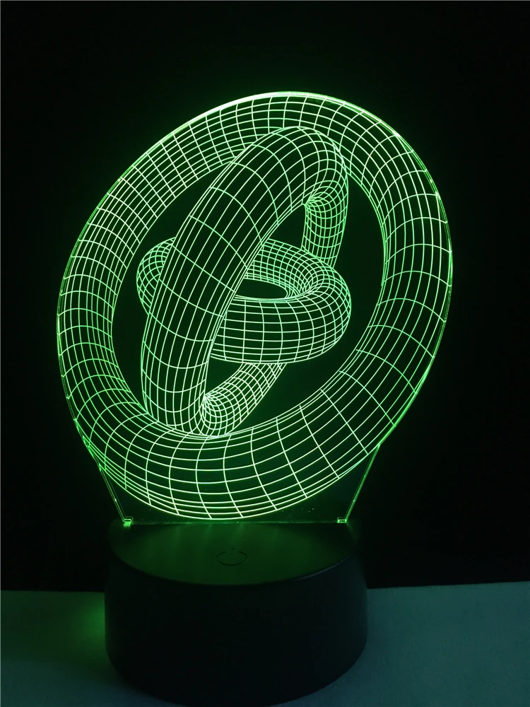 

Необычное кольцо для намотки, декоративное освещение с кабелем, 3D светодиодный ночник USB для спальни, разноцветная настольная лампа, подарк...