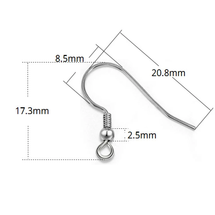 2pair Real 925 Sterling Silver Beads Ear Hook Accessories Ladies Earrings Plated Gold DIY Sterling Silver Accessories Wholesale