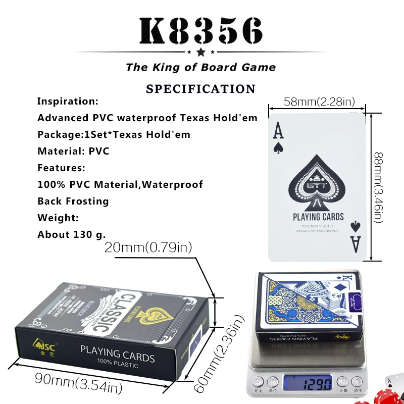 K8356 пластиковые игральные карты техасский холдем покер карты узкий бренд ПВХ покер доска игры водонепроницаемый носимый мост можно мыть