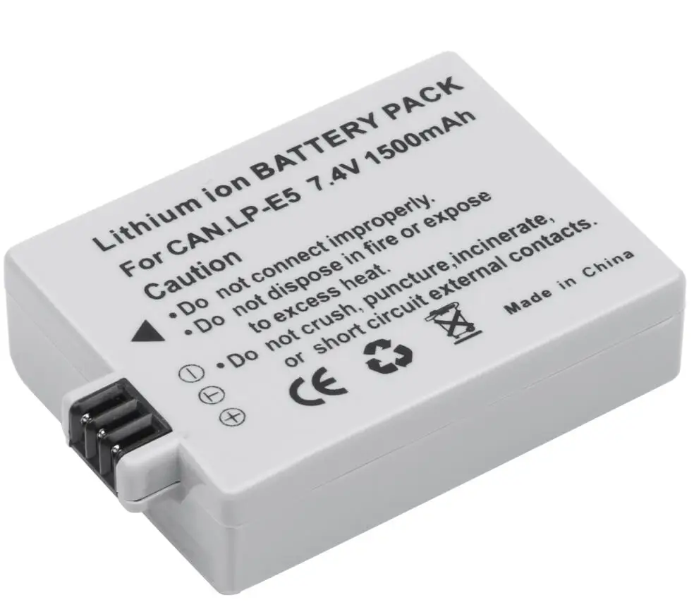 1 battery LP-E5 аккумулятор 1500 мАч+ зарядное устройство для CANON EOS Rebel XS, Rebel T1i, Rebel XSi, 1000D, 500D, 450D, Kiss X3, Kiss X2, Kiss F - Цвет: 1 battery