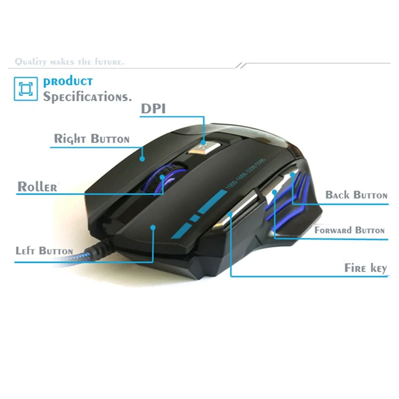 VicTsing Проводная игровая мышь USB 1600 2200 3200 5500 dpi оптическая профессиональная мышь с 7 кнопками светодиодный светильник мышь для портативных ПК
