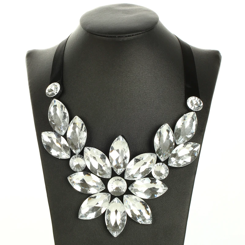 Красочные хрустальные накладные ожерелья-Чокеры ожерелье Черная веревочная