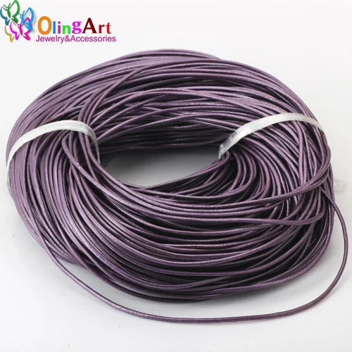 OlingArt 2mm 100Yard/Lot Craft Pearl Color Round Leather Cord Golden Silver DIY necklace Bracelet earrings jewelry making - Цвет: 021 100yard