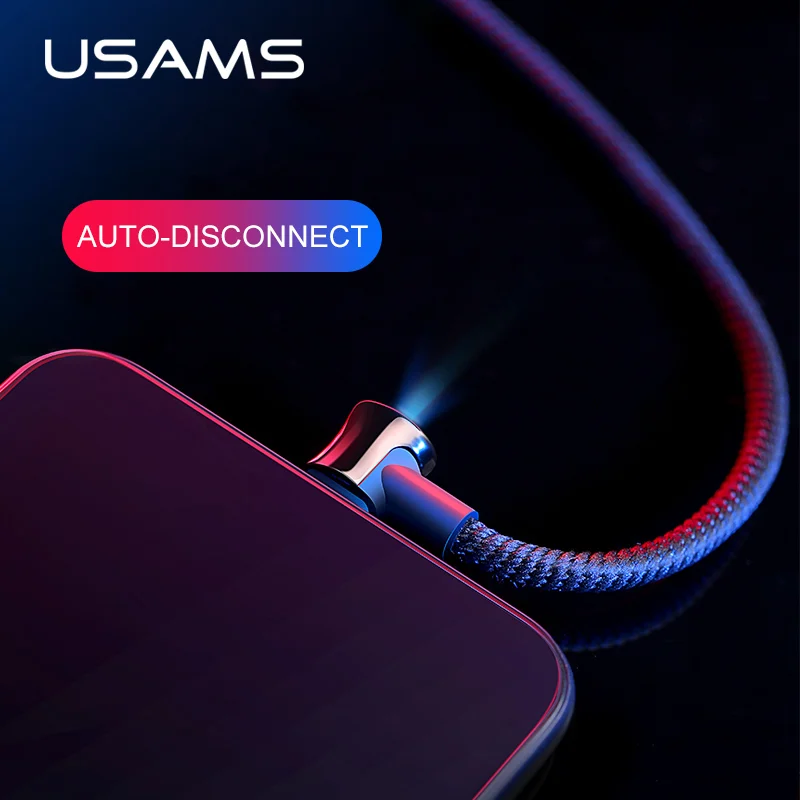 USAMS Автоматическое отключение питания телефонный кабель для iPhone 5 6 X XR XS 2A Быстрая