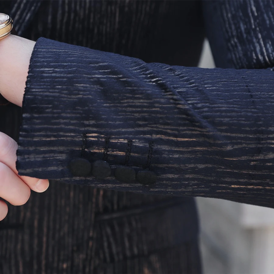 Вечерние костюмы для выпускного для Для мужчин Slim Fit Комплект из 3 предметов бархатный костюм Человек Свадебный костюм Homme Mariage элегантный приличный костюм к ужину мужской Q673