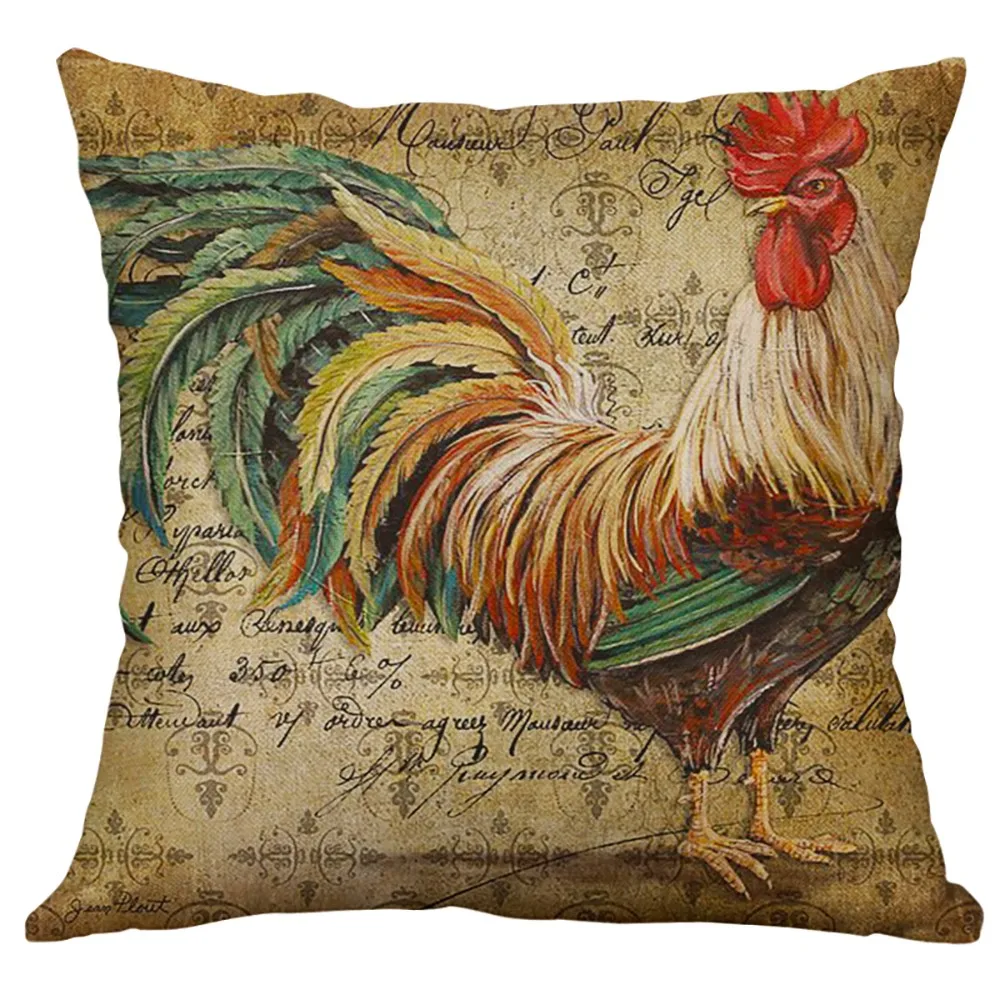 Винтажный узор петуха чехол для подушки декоративный чехол на подушки для дивана автомобильное сиденье квадратный 45x45 см наволочка для подушки домашний декор