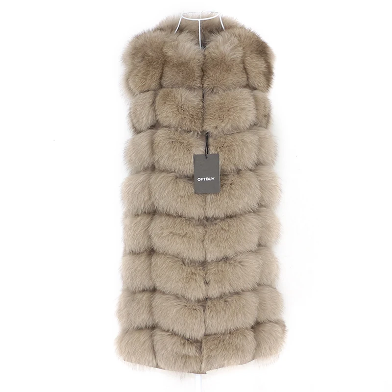beige 90cm OFTBUY Весна с натуральным кроличьим мехом жилет из настоящего меха лисы Для женщин без рукавов зимняя куртка жилет из натурального меха пальто утепленная плотная Детская жилетка теплая уличная одежда - Цвет: beige 90cm