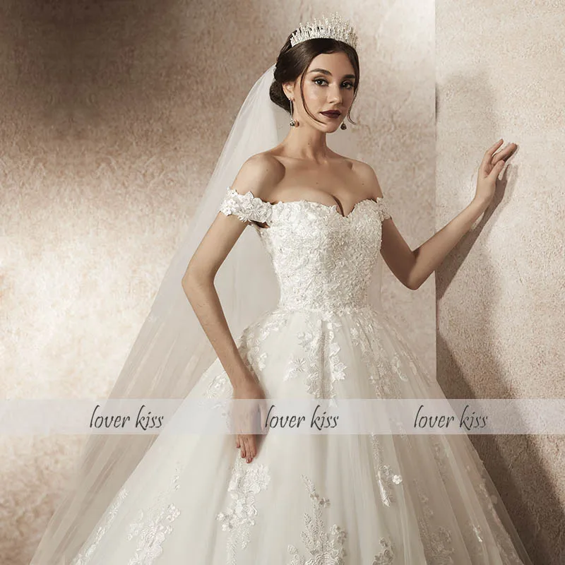 Lover Kiss Vestido De Noiva роскошное кружевное свадебное платье принцессы с открытыми плечами тюлевые Свадебные платья для невесты robe de mariage