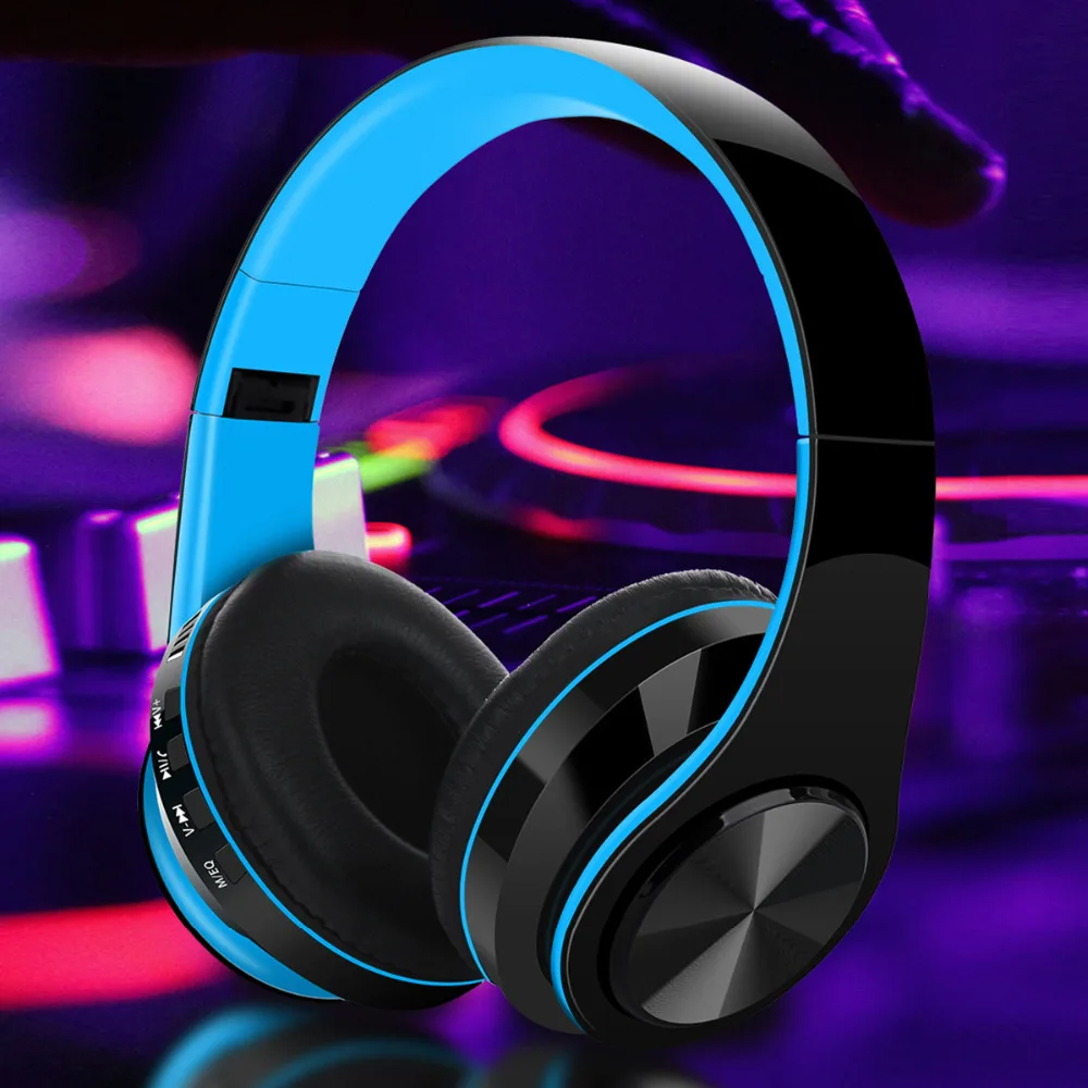 Красные беспроводные Bluetooth наушники, Складные стерео наушники, супер бас гарнитура, микрофон, 5 цветов, для спорта, громкая связь, контроль шума