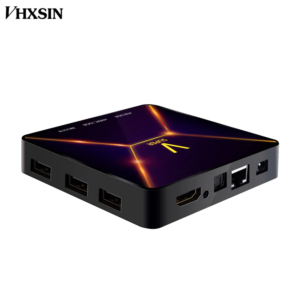 VHXSIN 10 шт. Супер V Rockchip RK3318 четырехъядерный Android 9 0 ТВ-приставка RAM 4G ROM 32G 4K VP9 HDR H.265 HD 2