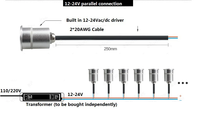 Лампа для террасы 1/2/3 DC 12V 24V Водонепроницаемая светодиодная напольная лампа 3W