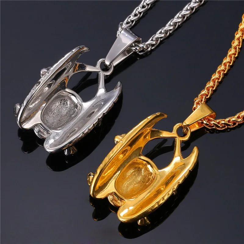 Подвеска в стиле панк Collare с крыльями дьявола Череп из нержавеющей стали 316 опт