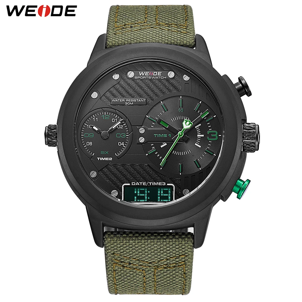 Мужские наручные часы WEIDE с нейлоновым ремешком кварцевый механизм календарь