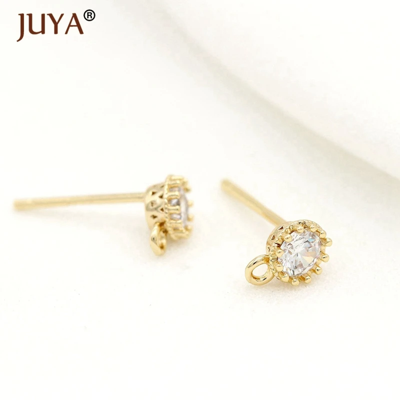 Diy серьги Ювелирные компоненты гипоаллергенный стержень серьги-Крючки микро-инкрустированные цирконием 14 K настоящее золото серьги аксессуары