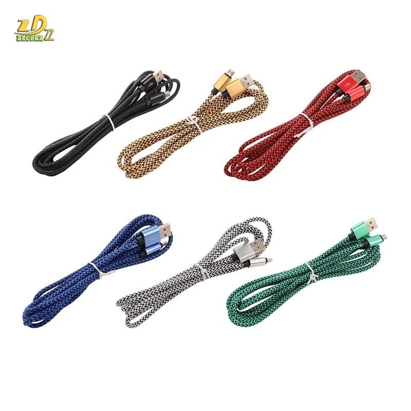 

300pcs/lot Metal Double Color Nylon Woven Twist Wire 5pin/8pin Usb Data Sync Charger Cable Cord for Samsung Huawei Iphone