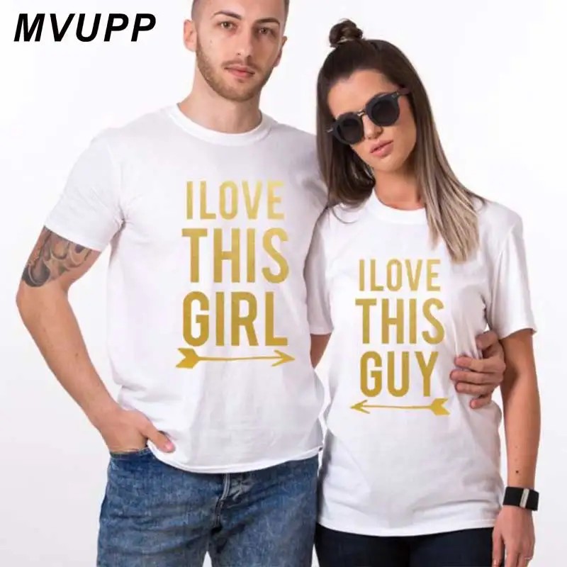 I LOVE Thy GUY GIRL Одежда для влюбленных с принтом в виде стрелы и букв Топы мужчин