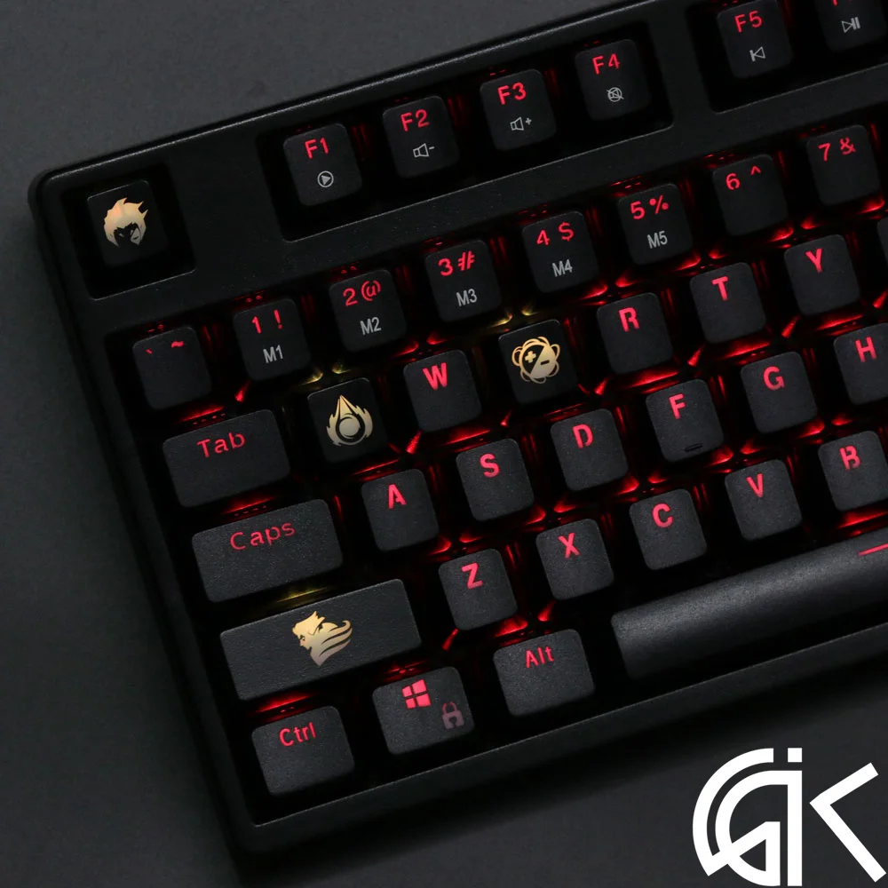 4 шт./компл. keysets подсветка OW ключ Шапки из АБС-пластика с гравировкой клавиши блеск-через для патруля gamer механическая клавиатура ANSI черный