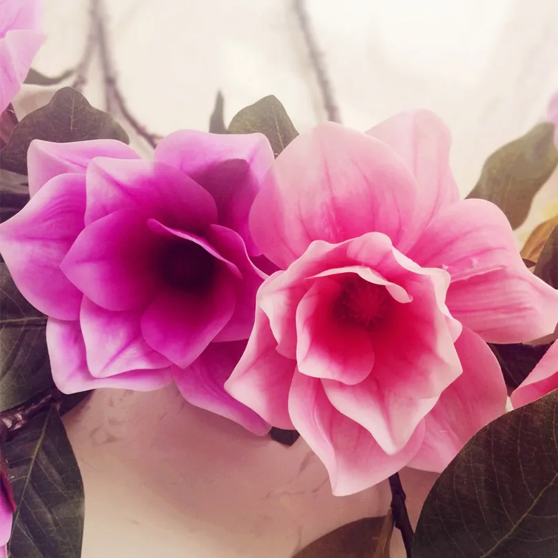 10 шт. большой цветок магнолии 3 головки настоящие сенсорные орхидеи PU Цветы для