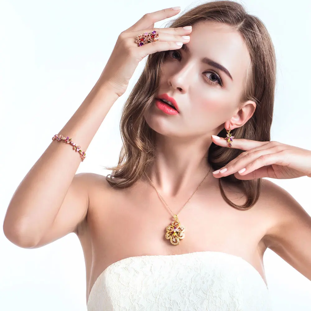 Модный разноцветный браслет CARSINEL с Моной Лизой в форме цветка из циркония