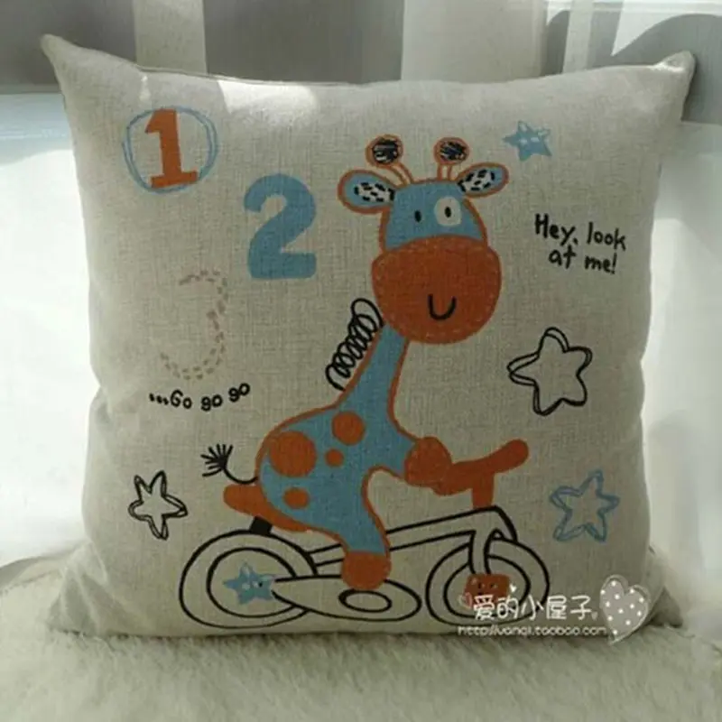 Free shipping high quality linen invisible zipper cartoon printed sofa cushion cover/pillow cover 45*45cm | Дом и сад