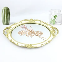 oval lace mirror printing tray decoration wedding court carved dessert tea tray