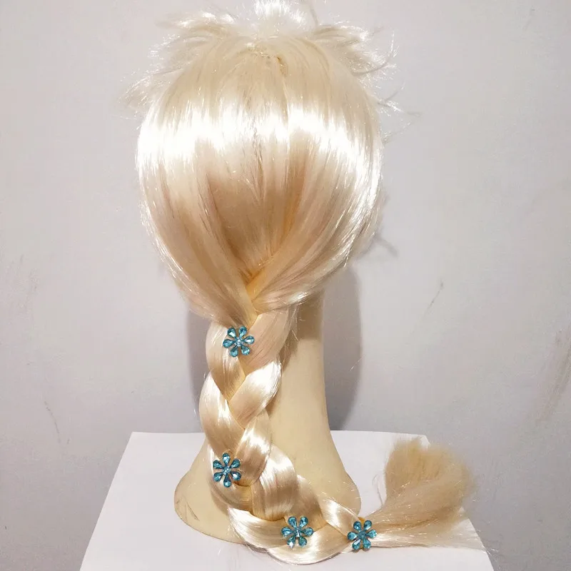 Girls Blonde long Braided Elsa Anna Cosplays Peluca headwear Halloween Costumes for Women Carnival Purim Masquerade party dress