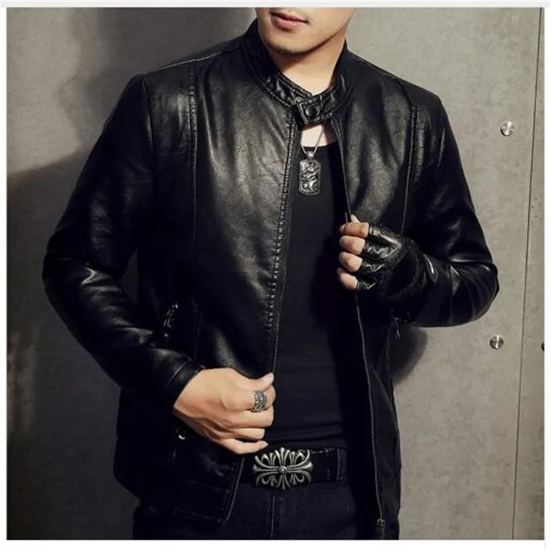 

2018 New Fashion Motorcycle Biker Leather Jacket Men Casual Male Business Moto Coats Business PU Leather Bomber Vintage Jacket