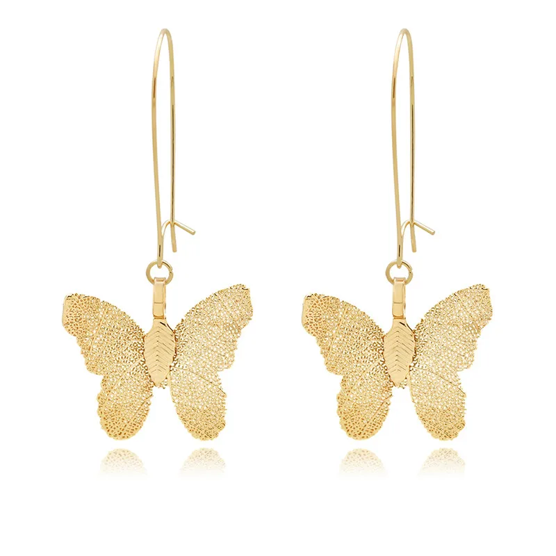 

Mainlead Boho Natural Real Leaf Earrings Fashion Butterfly Long Drop Earrings For Women Brincos Jewelry Party Gift