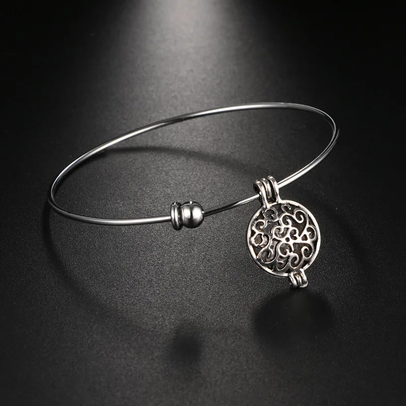 SHIYING (1 Black Lava Beads+ 5soft ball ) Openable Locket Pendant Essential Oil Diffuser bangle 2019 diy round metal cage | Украшения и