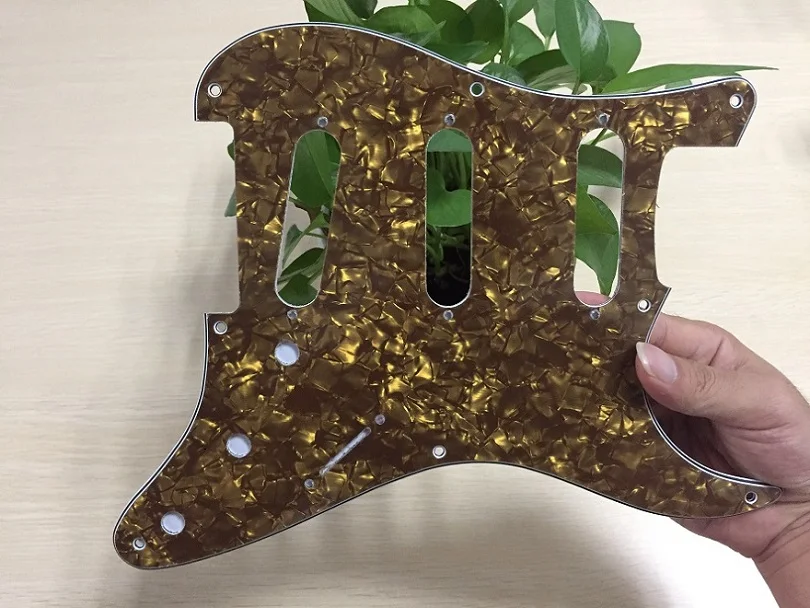 FLEOR 1 шт. винтажная 8 отверстий электрогитара Strat накладка sss pick Guard царапина пластина w/Винты гитарные части и аксессуары - Цвет: Gold Pearl