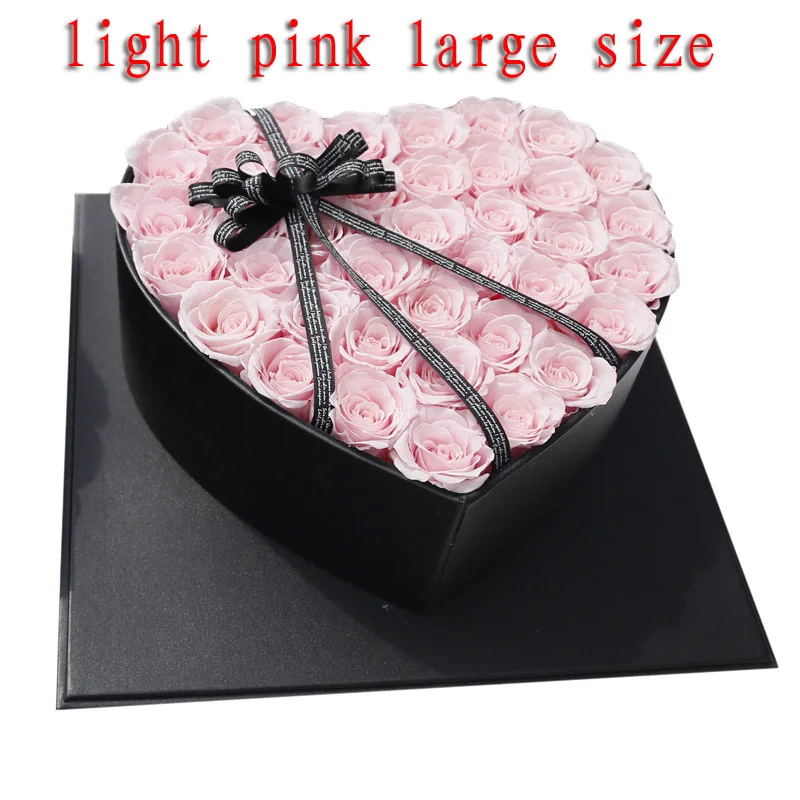 pink large size Сохраненные цветы сухие бессмертная Роза подарки коробка DIY подарок сердце коробка День Святого Валентина Рождество Свадебные украшения искусственные цветы - Цвет: pink large size