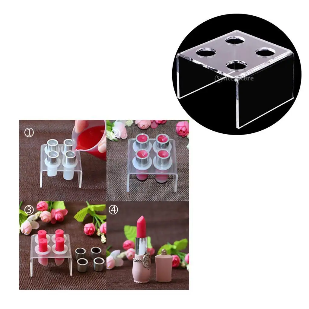4 отверстия акриловая Губная Помада держатель формы бальзам для губ стойка