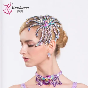 Новинка, Женское Ожерелье для танцев с бриллиантами, женские головные уборы для танцев, женский современный головной убор, головной убор с национальным цветком, аксессуары для девушек