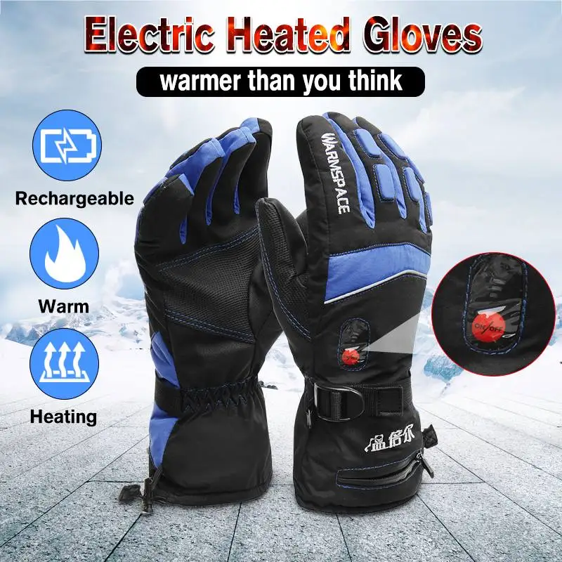 

1 Pair Waterproof Winter Electric Heated Gloves Outdoor Ski Motorcycle Cycling Rechargeable Heating Mittens