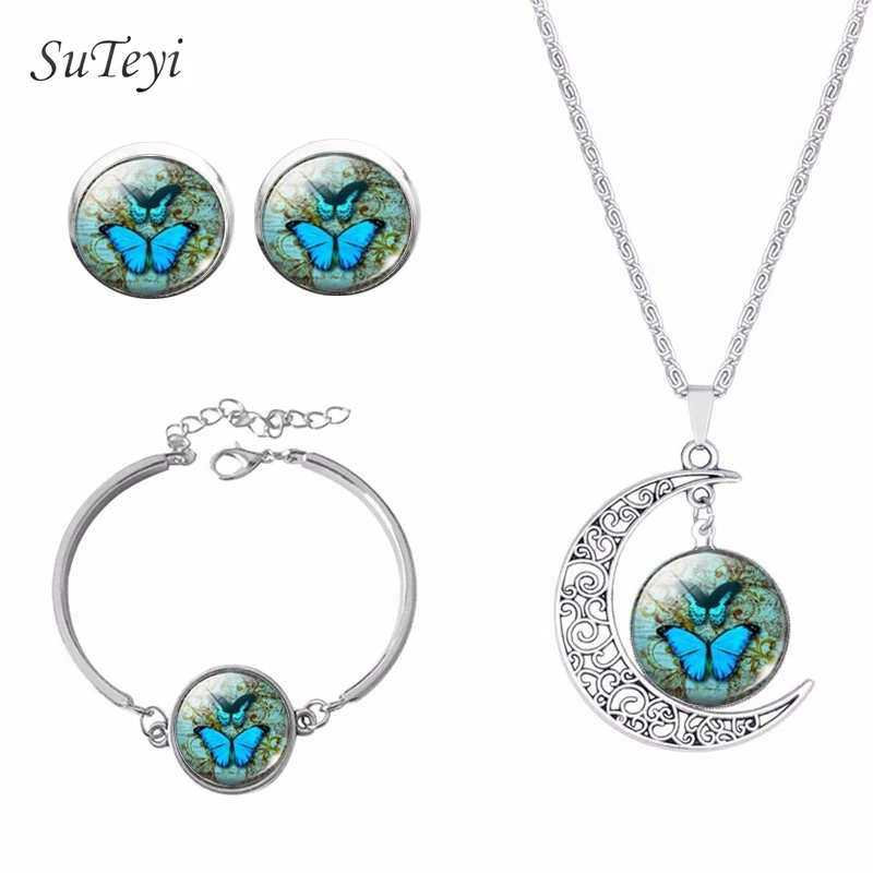 Ювелирный Комплект из колье серёг и браслета с изображением Луны|jewelry sets|earrings
