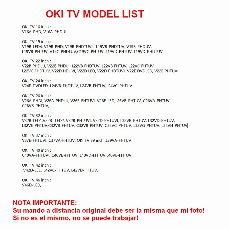 Фото Пульт дистанционного управления RC1900 для OKI TV V19 L19 C19 V22 L22 V24 L24 V26 L26 C26 V32 L32 C32 V37 №2