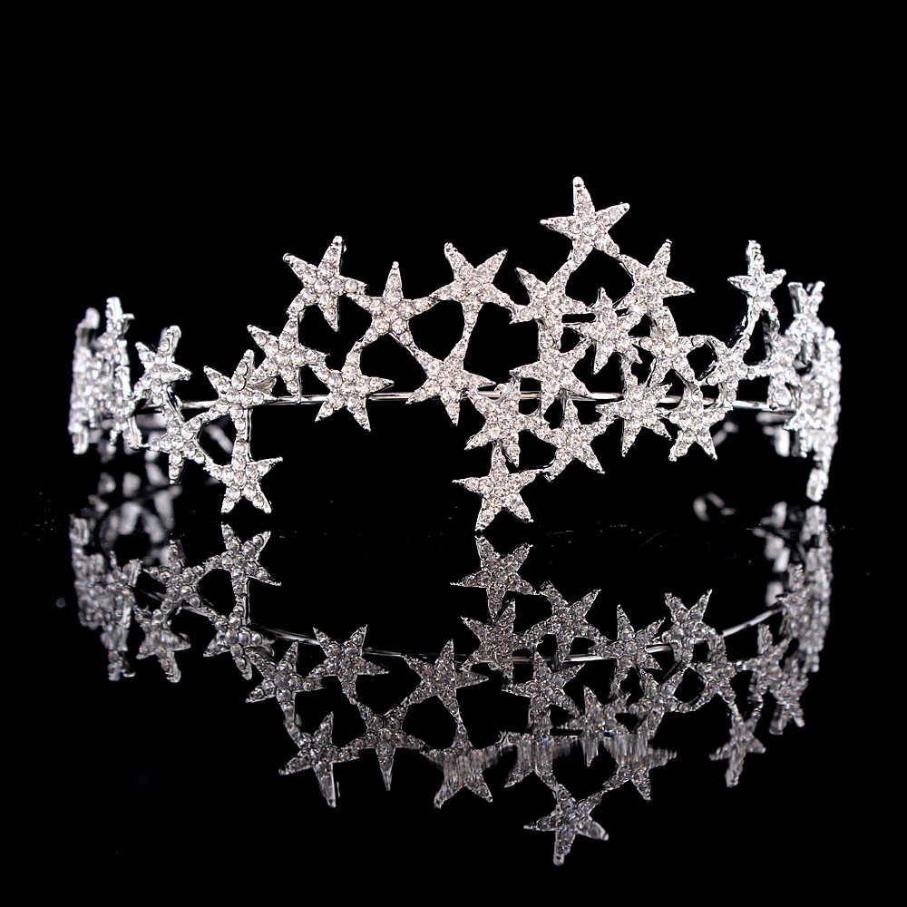 

Crystal Star Tiara Crown Wedding Bridal Rhinestones Crown Headband Bride Headdress Headpiece Women Girl Hair Jewelry Accessories