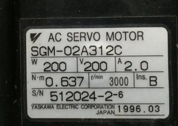 

Servo motor SGM-02A312C , Used one , 90% appearance new , 3 months warranty , in stock