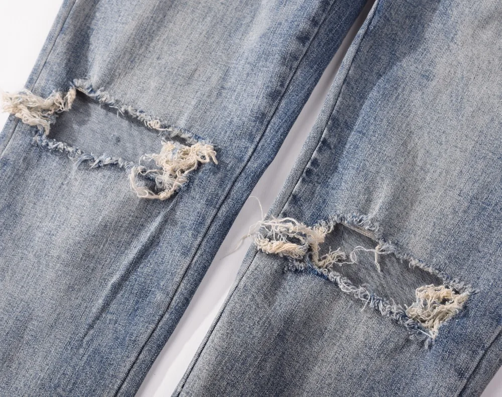 

Men's Jeans Vintage Blue black Color skinny jeans men Destroyed Ripped Jeans Broken Pants Homme Hip Hop Jeans Men Streetwear