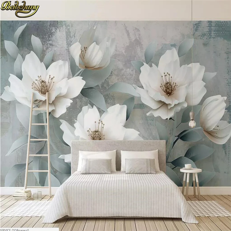 

beibehang Custom 3d flooring Embossed flowers Photo wallpaper for bedroom walls Mural Wallpapers For Living Room Bedroom wood