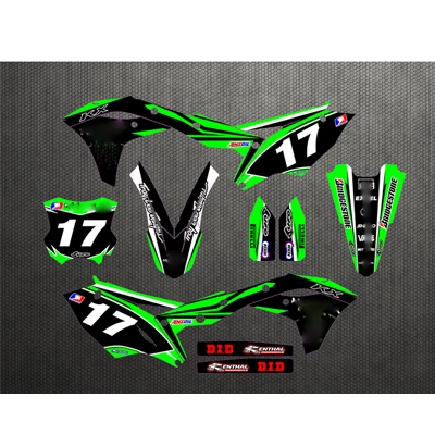 Style 1 Для Kawasaki KX250F Подгонянная цифра 17 графика и фоны стикеры мотокросса комплект наклейка KXF250 KXF 250 - Цвет: Style 1