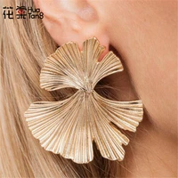 huatang bohemian geometric leaves flowers drop earring for women trendy gold color alloy earring party jewelry accessories
