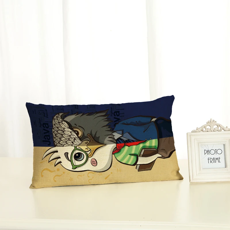 HD 30x50 Cartoon Animals Housewear Chair Cushion Cover Soft Pillow Case Cojines Almofadas Cotton Linen Square | Дом и сад