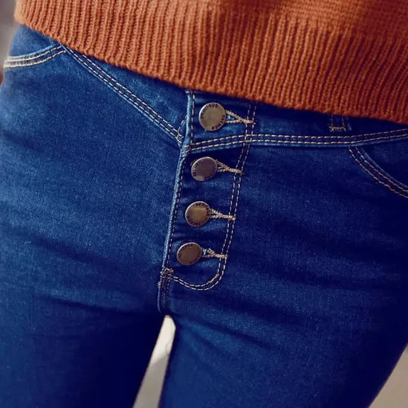 

Summer New Denim Jeans Skinny Jeans Woman High Waist Jeans Five-button Blue Pant Female Elastic Tight-fitting Pencil Pants 904#