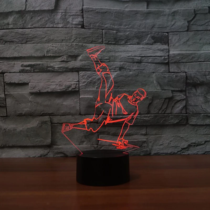 Hip-Hop Boy 3D Lamp 7 Color-Changing Atmosphere Night Lights LED Dancer Table Gifts Bedside Sleep Lighting Bedroom Decor | Лампы и