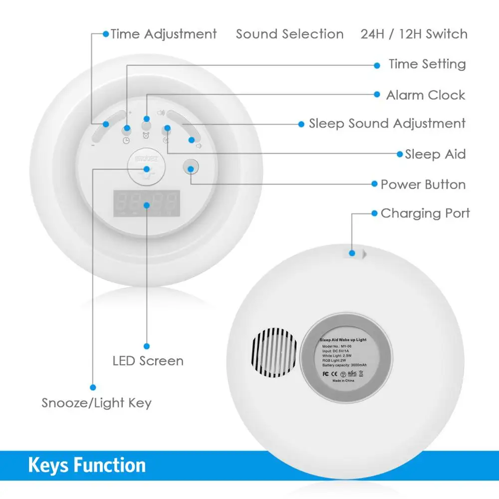 AMIR светильник будильника часы восхода цифровые разноцветный функция звуков